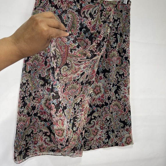 Charter Club Women Silk Skirt Sz 6 Wrap Paisley Floral - Picture 7 of 15